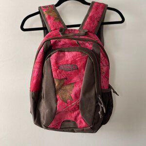 Magellan Outdoors Womens Pink Brown Realtree Camo Print Shoulder Strap Backpack
